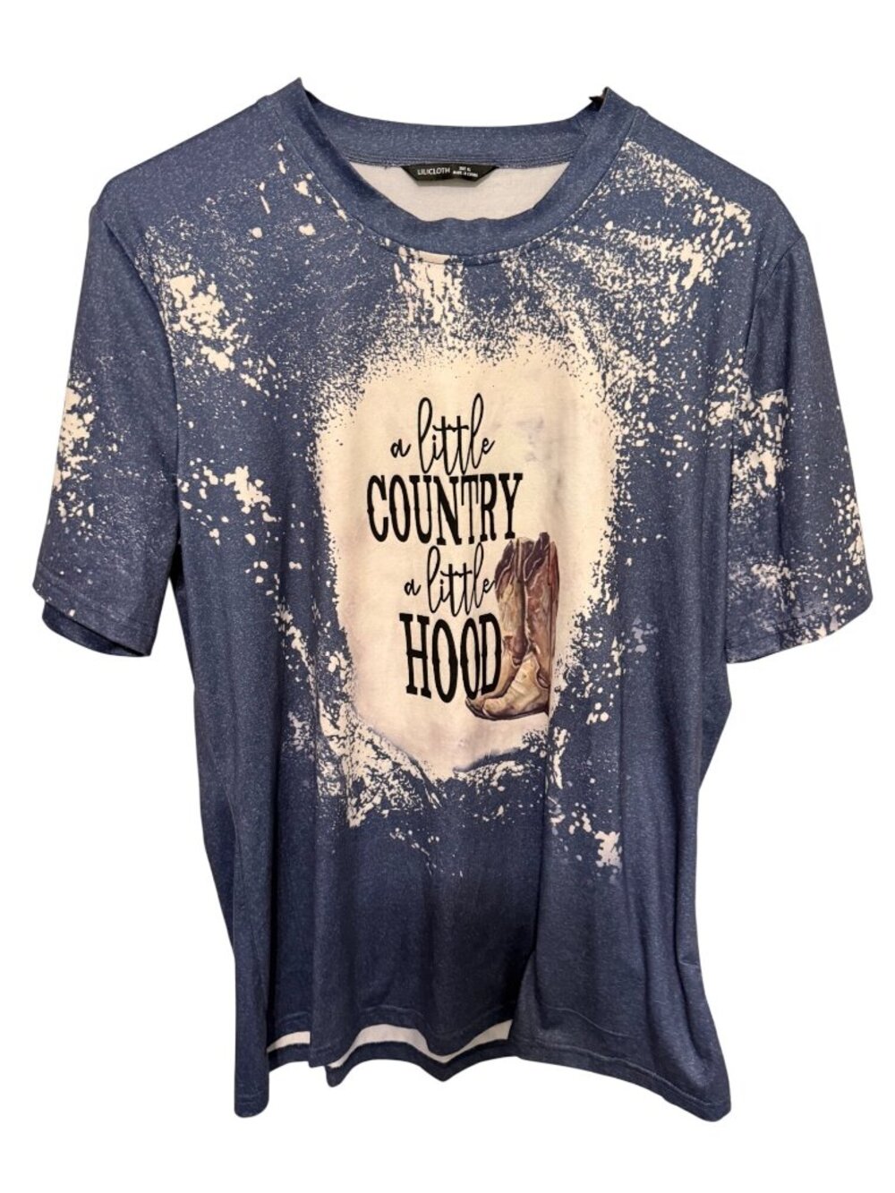Lilicloth Tshirt Blue White Little Country A Little Hood  Womans XL